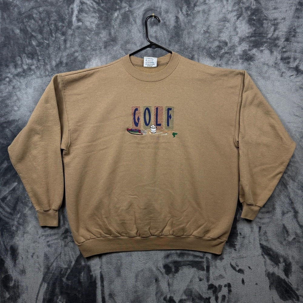 M&C Sport Sweatshirt Mens XXL Brown Golf Embroidered Crewneck Pullover 8329